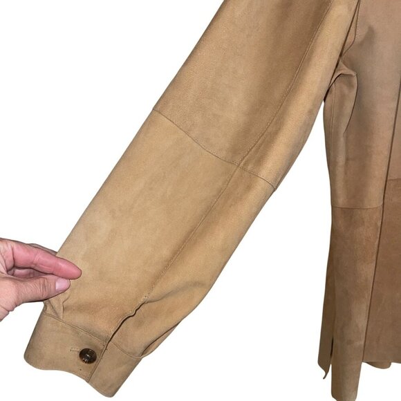 Jose Luis Mens Jacket Size 42 Tan Soft Suede Shacket Luxurious Side Slits - Picture 4 of 9